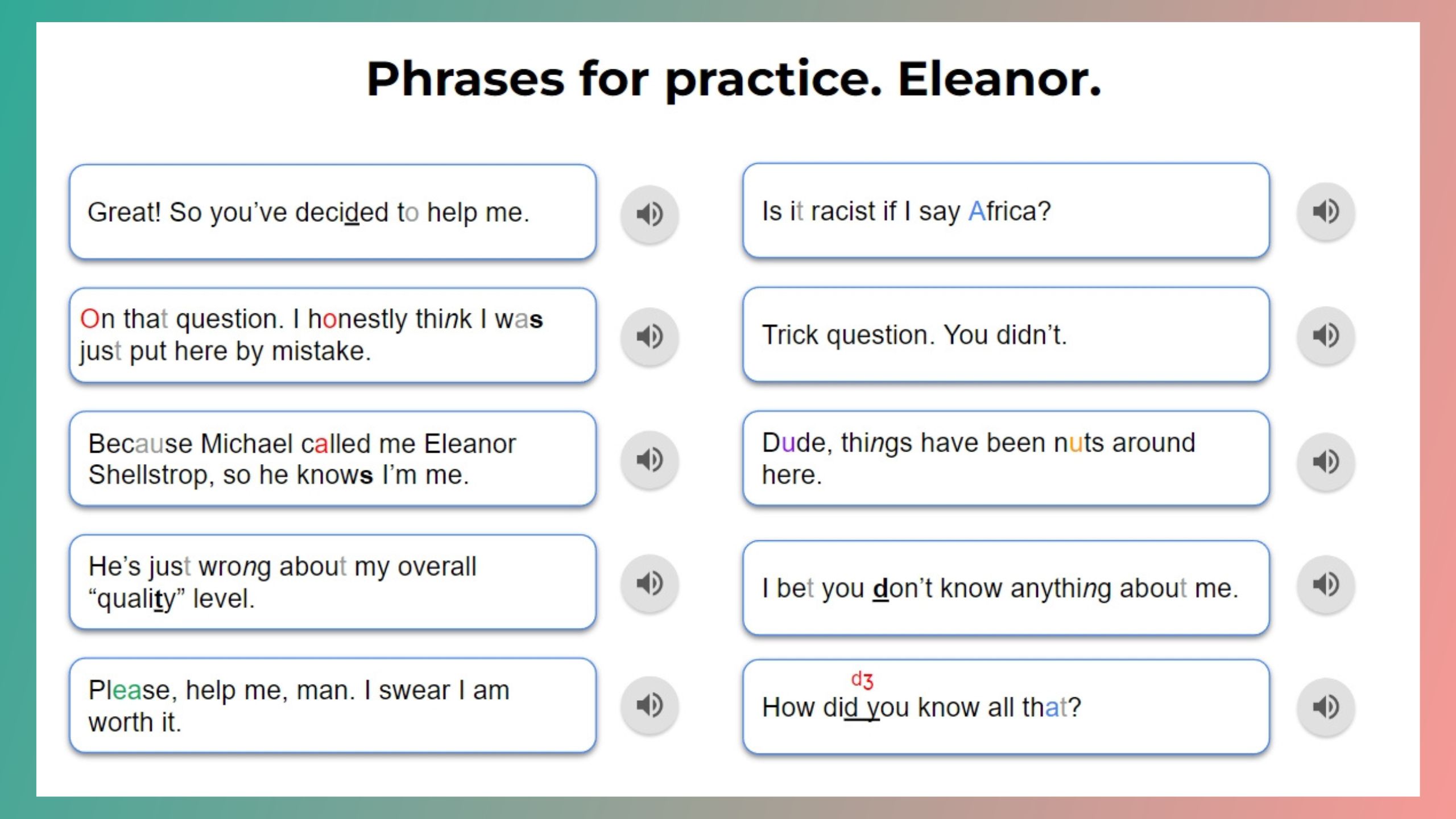 Phrases for practice
